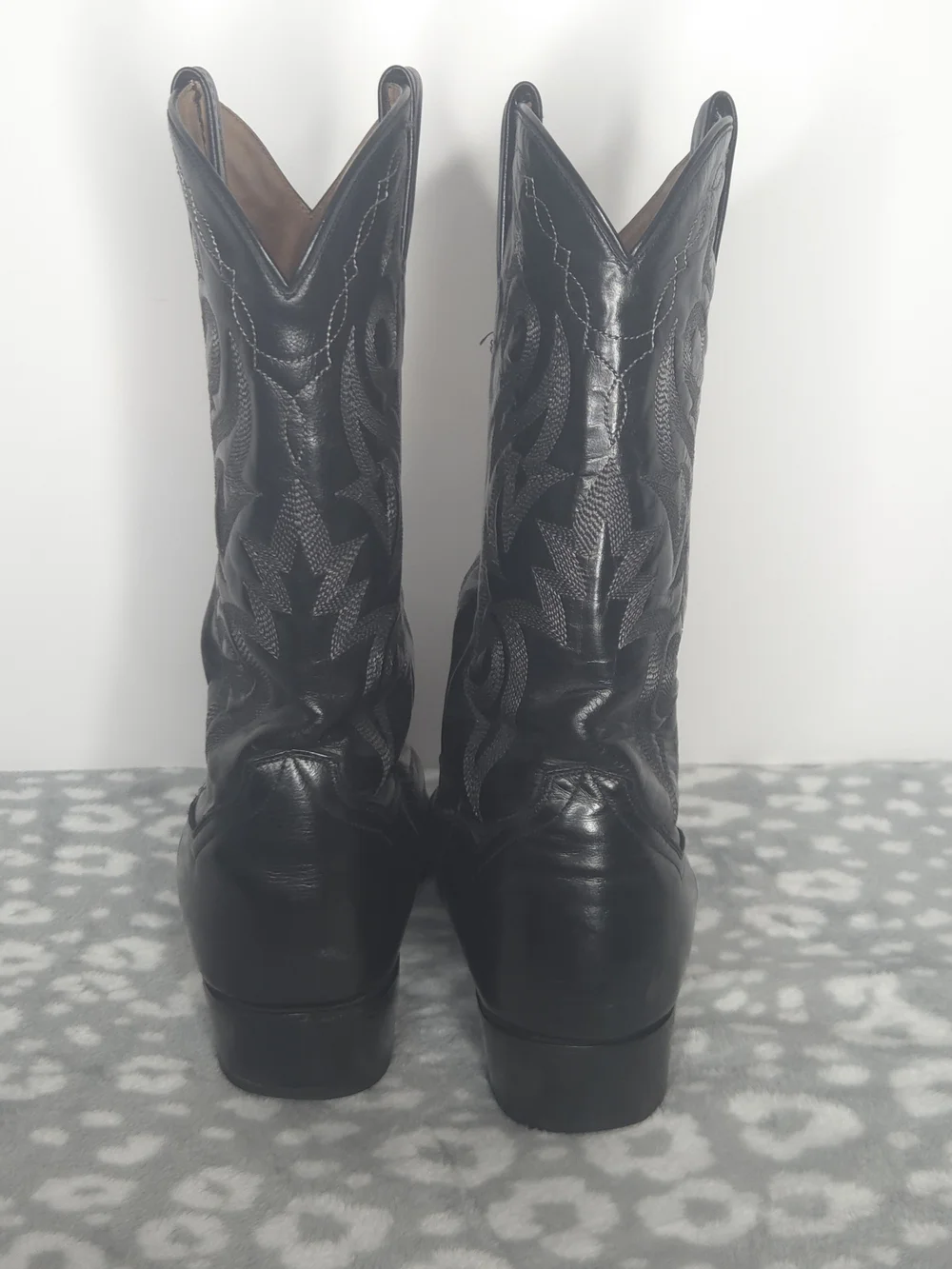 Vintage Dan Post Black Leather Cowboy Boots